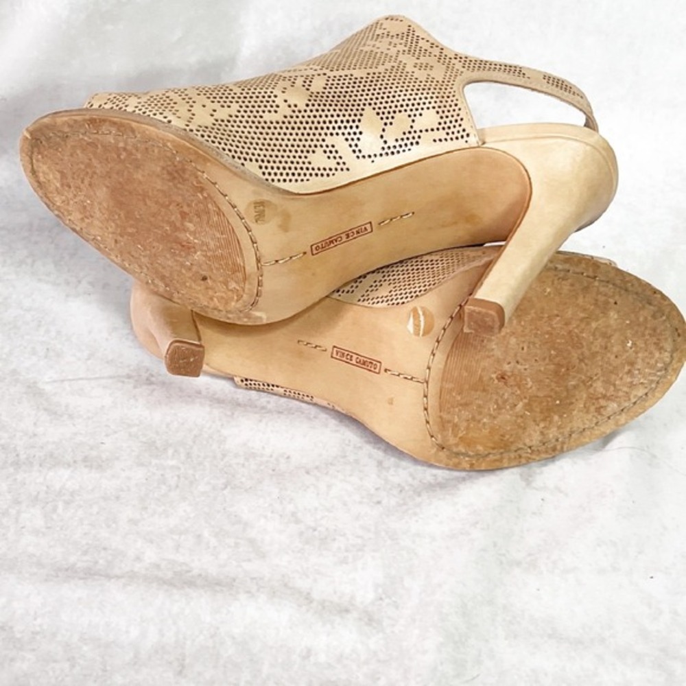 Vince Camuto Nattey2 Perforated Leather Sandals Slingback Heels Size 7.5 - Picture 10 of 10